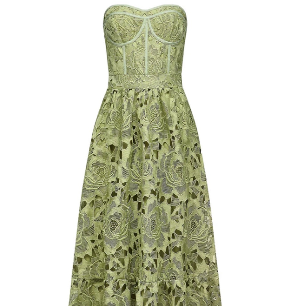 Miss Rosier Inès Lace Floral Embroidered Cut-out Midi Dress